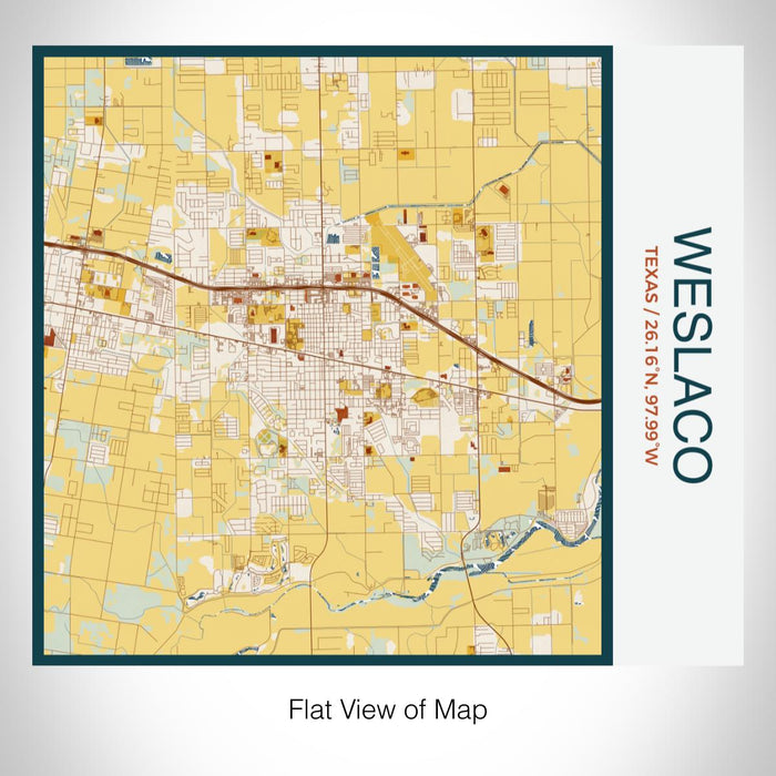 Rendered View of Weslaco Texas Map on 17oz Stainless Steel Insulated Tumbler in Woodblock Map Style
