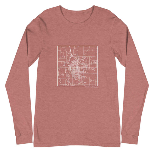West Bend Wisconsin  Map Unisex Long-Sleeve T-shirt with City inscription in Heather Mauve