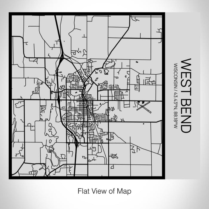 Rendered View of West Bend Wisconsin Map on 17oz Stainless Steel Insulated Tumbler in Tactile Lines with Succulent in Background