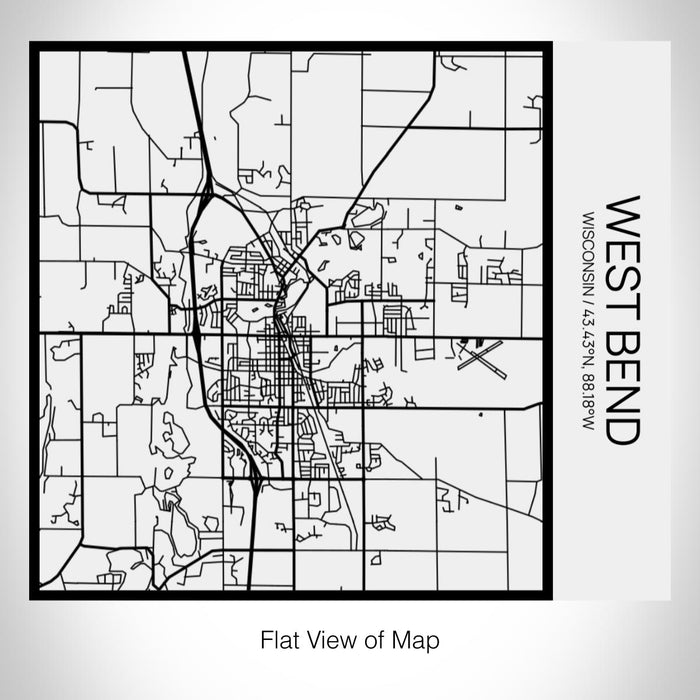Rendered View of West Bend Wisconsin Map on 17oz Stainless Steel Insulated Tumbler in Matte White with Tactile Lines