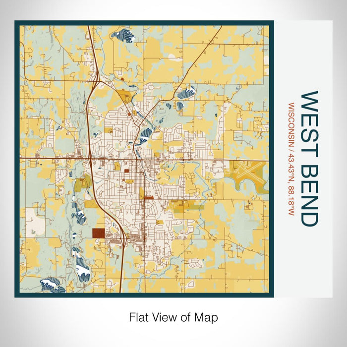 Rendered View of West Bend Wisconsin Map on 17oz Stainless Steel Insulated Tumbler in Woodblock Map Style