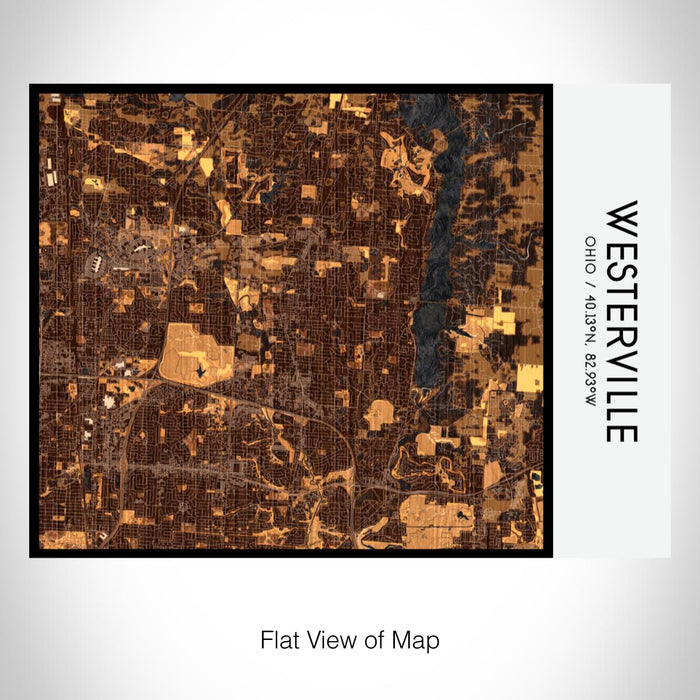 Rendered View of Westerville Ohio Map on 20oz Stainless Steel Insulated Bottle with Bamboo Top with printed ember style map