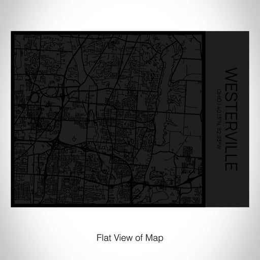 Rendered View of Westerville Ohio Map on 20oz Stainless Steel Insulated Bottle with Bamboo Top in Matte Black with printed Tactile Lines Map in Black