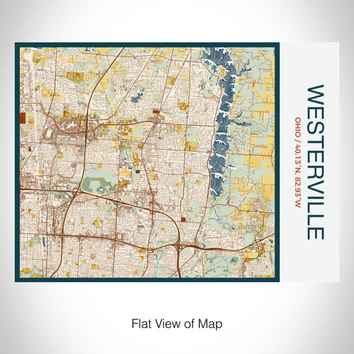 Rendered View of Westerville Ohio Map on 20oz Stainless Steel Insulated Bottle with Bamboo Top with printed woodblock style map