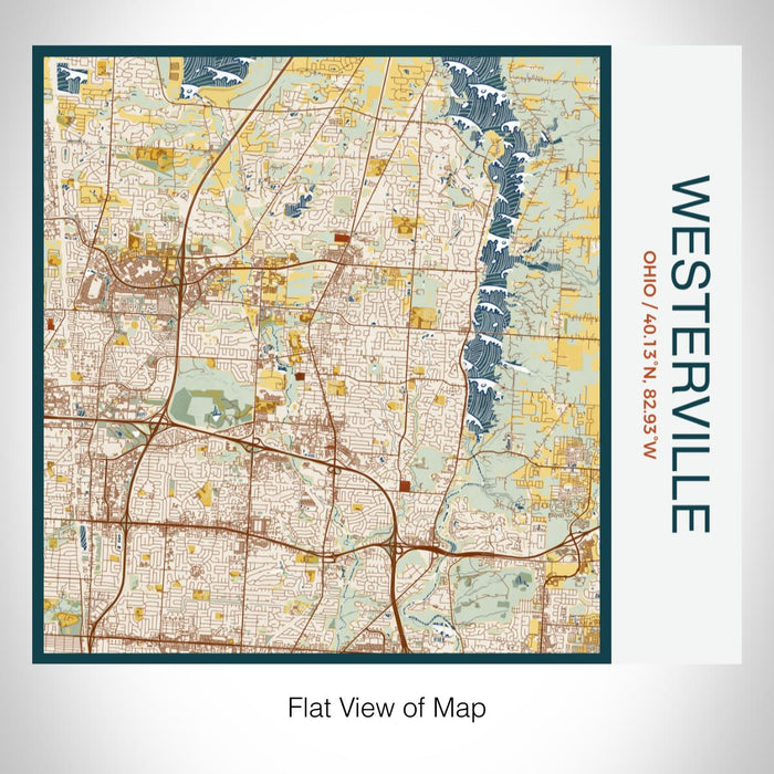 Rendered View of Westerville Ohio Map on 17oz Stainless Steel Insulated Tumbler in Woodblock Map Style
