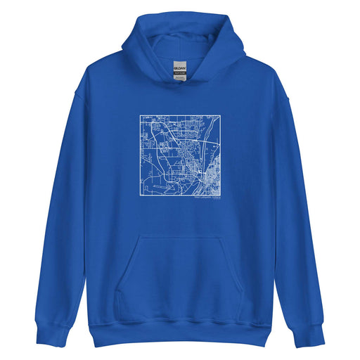 West Lafayette Indiana  Map Unisex Hoodie Sweater with City inscription in Royal Blue