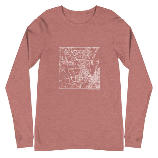West Lafayette Indiana  Map Unisex Long-Sleeve T-shirt with City inscription in Heather Mauve