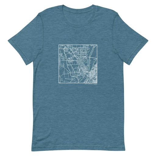 West Lafayette Indiana  Map Unisex T-Shirt with City inscription in Heather Teal