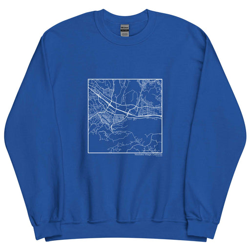 Westlake Village California  Map Unisex Crewneck Sweater with City inscription in Royal Blue