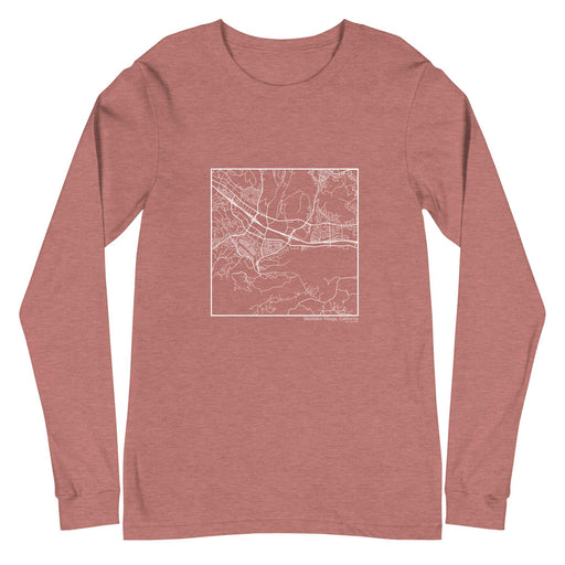 Westlake Village California  Map Unisex Long-Sleeve T-shirt with City inscription in Heather Mauve
