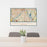 24x36 West St. Paul Minnesota Map Print Lanscape Orientation in Woodblock Style Behind 2 Chairs Table and Potted Plant