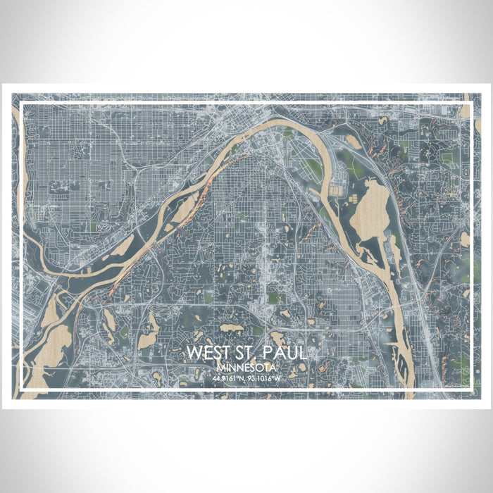 West St. Paul Minnesota Map Print Landscape Orientation in Afternoon Style With Shaded Background