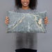 Person holding 20x12 Custom West St. Paul Minnesota Map Throw Pillow in Afternoon