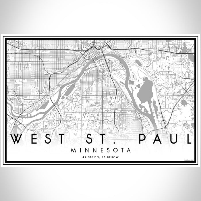 West St. Paul Minnesota Map Print Landscape Orientation in Classic Style With Shaded Background