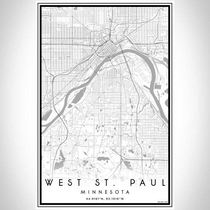 West St. Paul Minnesota Map Print Portrait Orientation in Classic Style With Shaded Background