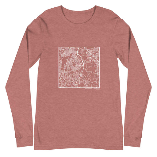 Wethersfield Connecticut  Map Unisex Long-Sleeve T-shirt with City inscription in Heather Mauve