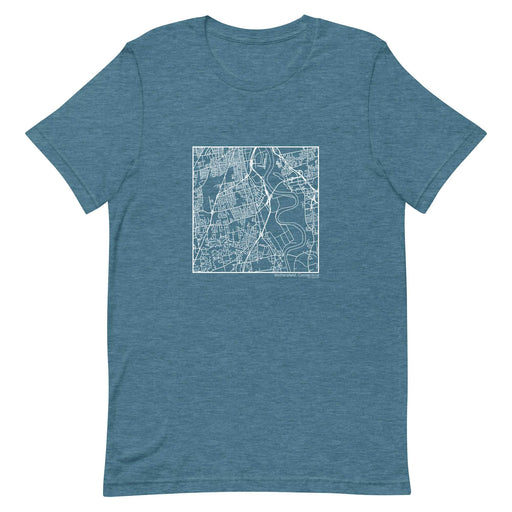 Wethersfield Connecticut  Map Unisex T-Shirt with City inscription in Heather Teal
