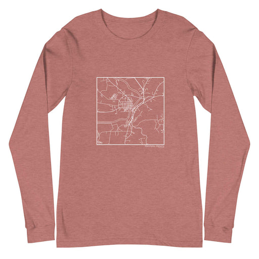Wetumpka Alabama  Map Unisex Long-Sleeve T-shirt with City inscription in Heather Mauve