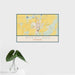 16x24 Wheatland Wyoming Map Print Landscape Orientation in Woodblock Style With Tropical Plant Leaves in Water