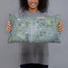 Person holding 20x12 Custom Wheatland Wyoming Map Throw Pillow in Afternoon