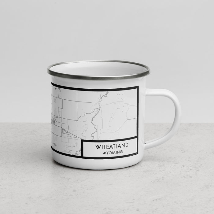 Right View Custom Wheatland Wyoming Map Enamel Mug in Classic