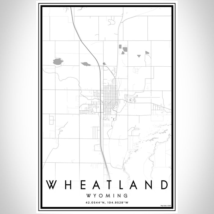 Wheatland Wyoming Map Print Portrait Orientation in Classic Style With Shaded Background