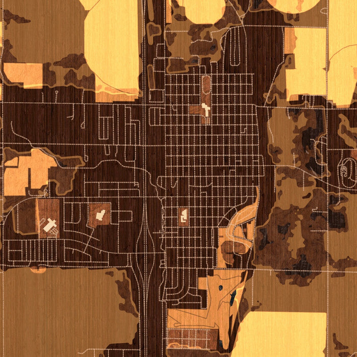 Wheatland Wyoming Map Print in Ember Style Zoomed In Close Up Showing Details
