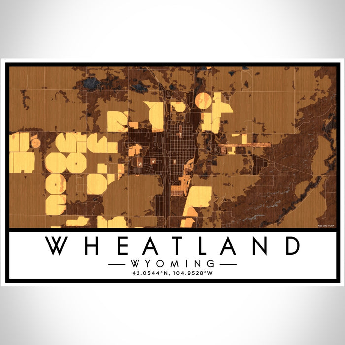 Wheatland Wyoming Map Print Landscape Orientation in Ember Style With Shaded Background