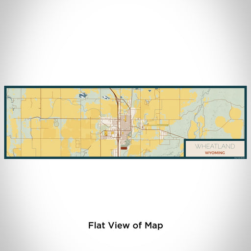 Flat View of Map Custom Wheatland Wyoming Map Enamel Mug in Woodblock
