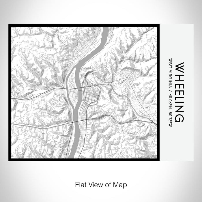 Rendered View of Wheeling West Virginia Map on 20oz Stainless Steel Insulated Bottle with Bamboo Top with printed classic style map