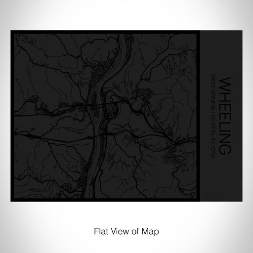 Rendered View of Wheeling West Virginia Map on 20oz Stainless Steel Insulated Bottle with Bamboo Top in Matte Black with printed Tactile Lines Map in Black