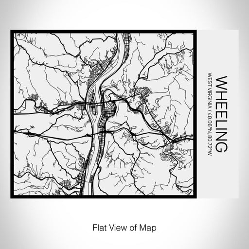 Rendered View of Wheeling West Virginia Map on 20oz Stainless Steel Insulated Bottle with Bamboo Top in Matte White with printed Tactile Lines Map in Black