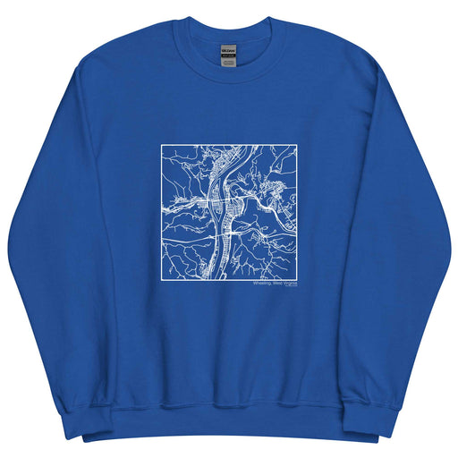 Wheeling West Virginia  Map Unisex Crewneck Sweater with City inscription in Royal Blue