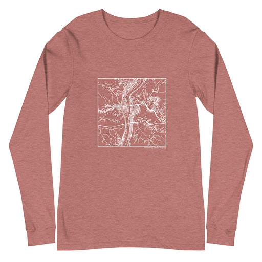 Wheeling West Virginia  Map Unisex Long-Sleeve T-shirt with City inscription in Heather Mauve