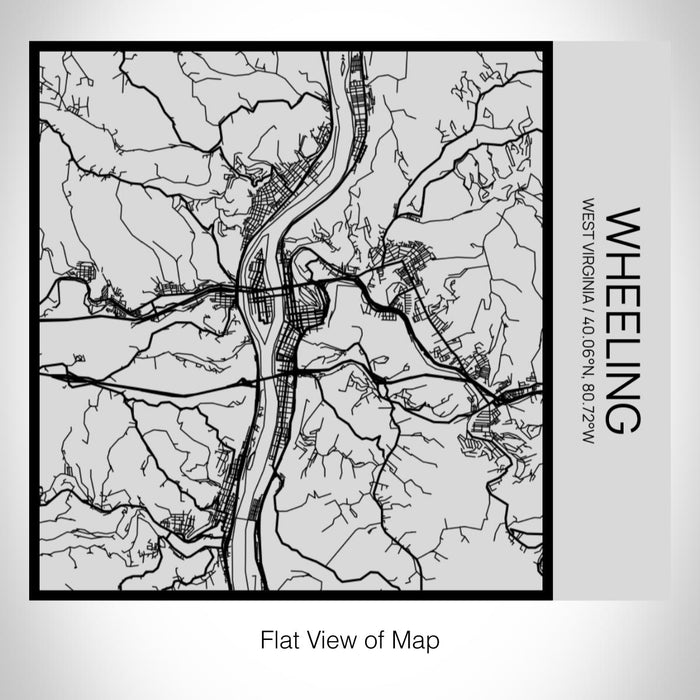 Rendered View of Wheeling West Virginia Map on 17oz Stainless Steel Insulated Tumbler in Tactile Lines with Succulent in Background