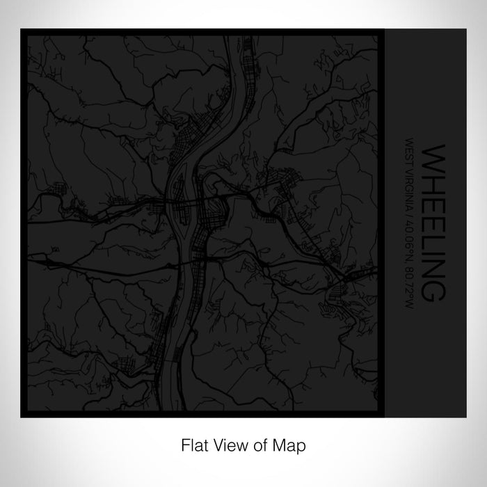 Rendered View of Wheeling West Virginia Map on 17oz Stainless Steel Insulated Tumbler in Matte Black with Tactile Lines