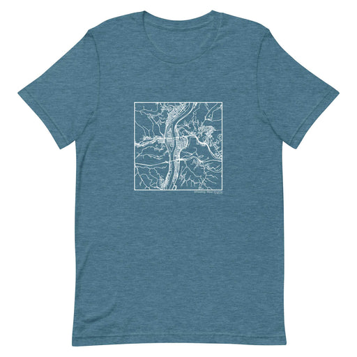 Wheeling West Virginia  Map Unisex T-Shirt with City inscription in Heather Teal