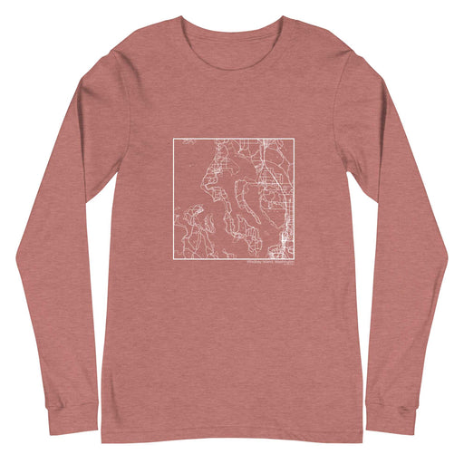 Whidbey Island Washington  Map Unisex Long-Sleeve T-shirt with City inscription in Heather Mauve