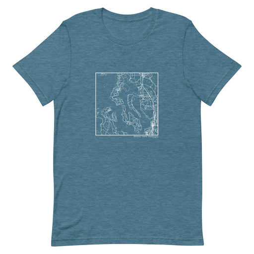 Whidbey Island Washington  Map Unisex T-Shirt with City inscription in Heather Teal