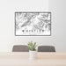 24x36 Whistler British Columbia Map Print Lanscape Orientation in Classic Style Behind 2 Chairs Table and Potted Plant