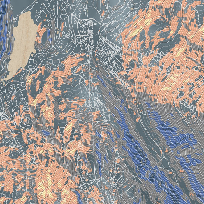 Whistler British Columbia Map Print in Afternoon Style Zoomed In Close Up Showing Details