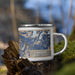 Right View Custom Whistler British Columbia Map Enamel Mug in Afternoon on Grass With Trees in Background