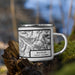 Right View Custom Whistler British Columbia Map Enamel Mug in Classic on Grass With Trees in Background