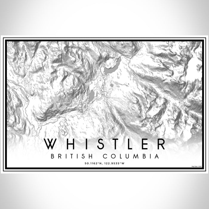 Whistler British Columbia Map Print Landscape Orientation in Classic Style With Shaded Background