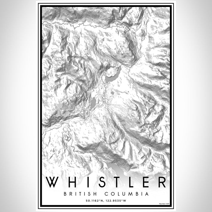 Whistler British Columbia Map Print Portrait Orientation in Classic Style With Shaded Background