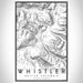 Whistler British Columbia Map Print Portrait Orientation in Classic Style With Shaded Background