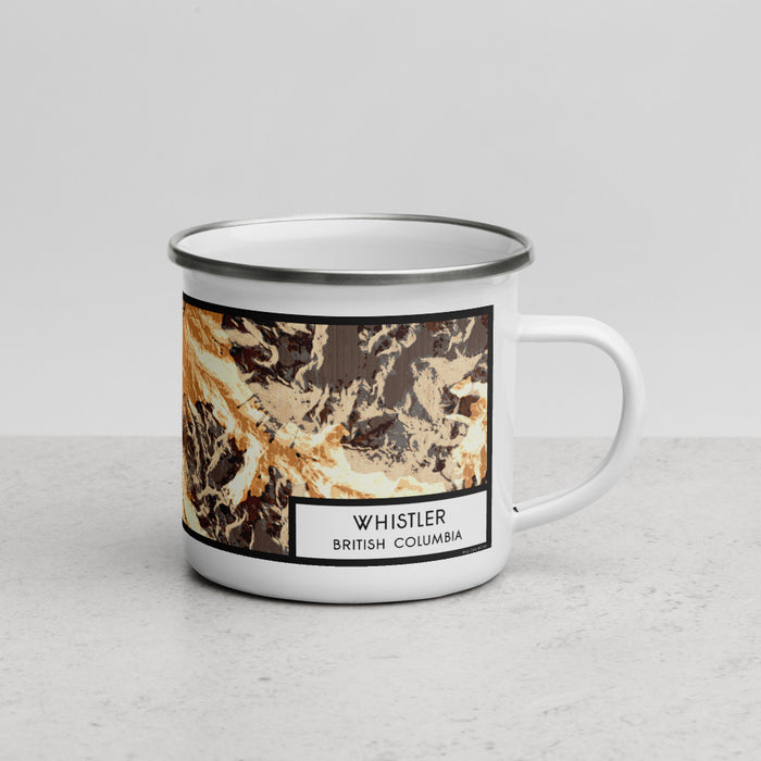 Right View Custom Whistler British Columbia Map Enamel Mug in Ember