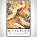 Whistler British Columbia Map Print Portrait Orientation in Ember Style With Shaded Background
