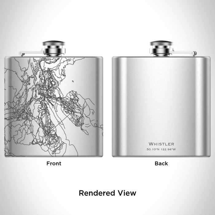 Rendered View of Whistler British Columbia Map Engraving on 6oz Stainless Steel Flask