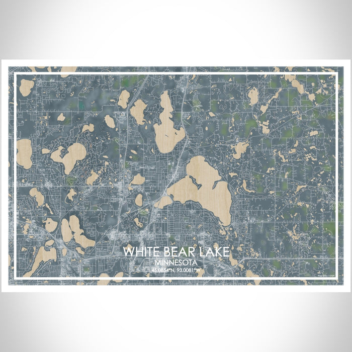 White Bear Lake Minnesota Map Print Landscape Orientation in Afternoon Style With Shaded Background